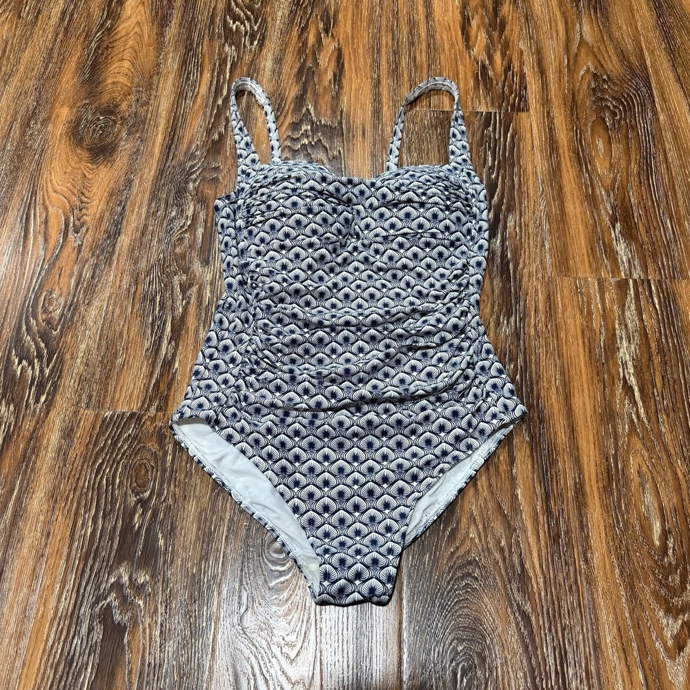 Bond-Eye Australia Blue White Ruffle One Piece Swimsuit Size US 6‎ EU 36 Women's